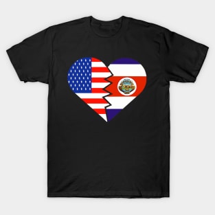 Costa Rica Flag USA Flag Pura Vida Hispanic Latino Spanish Food Culture 2 T-Shirt